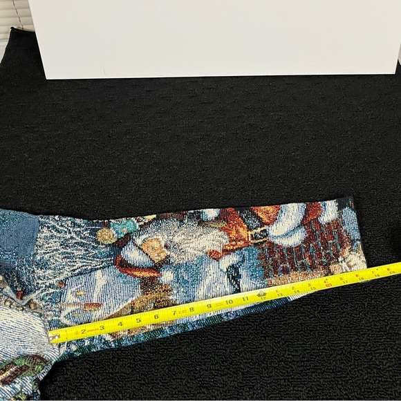 Christmas Tapestry Cardigan Jacket Vintage Santa Sugar Street Weavers Button Up - Picture 11 of 11